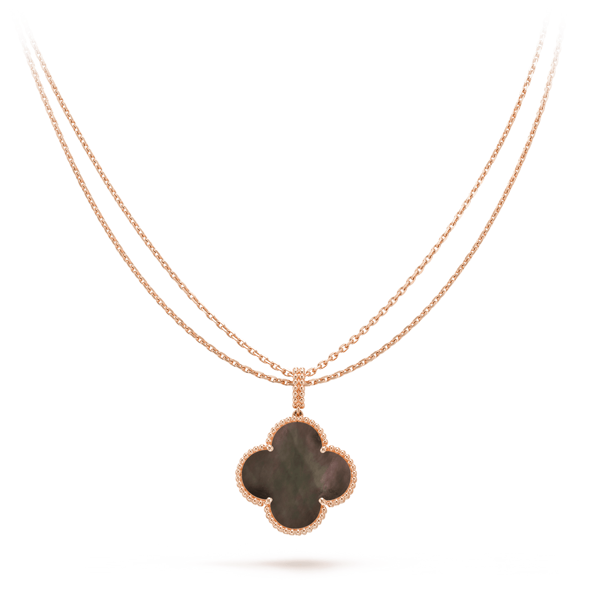 [Rani Jewelry]CLOVER 25MM GOLD DARK MOP BIG CLOVER NECKLACE