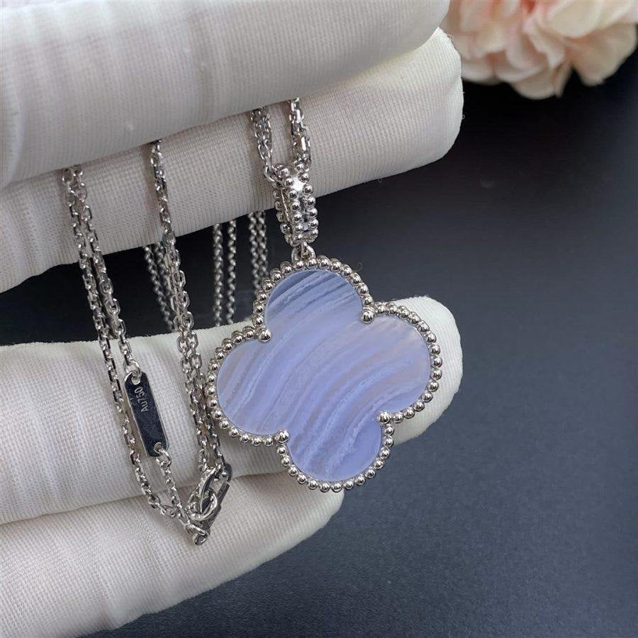 [Rani Jewelry]CLOVER SILVER CHALCEDONY BIG CLOVER NECKLACE
