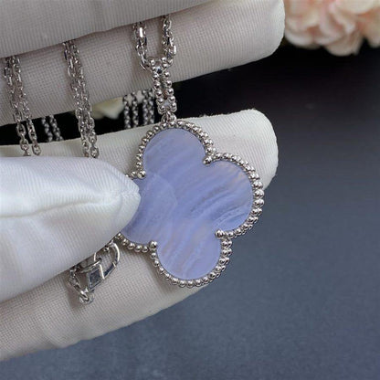 [Rani Jewelry]CLOVER SILVER CHALCEDONY BIG CLOVER NECKLACE