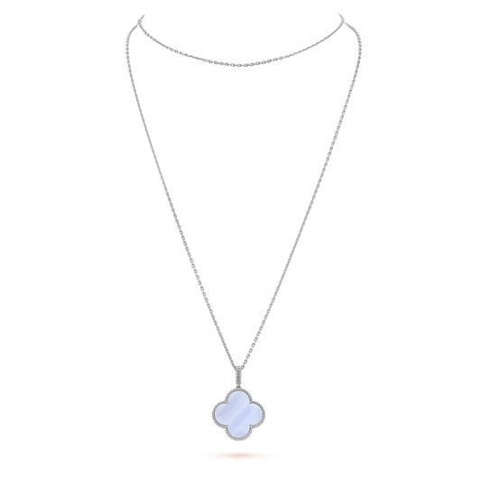 [Rani Jewelry]CLOVER SILVER CHALCEDONY BIG CLOVER NECKLACE