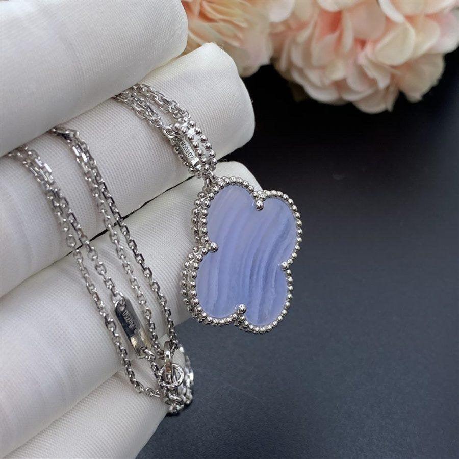[Rani Jewelry]CLOVER SILVER CHALCEDONY BIG CLOVER NECKLACE