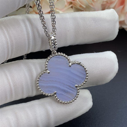 [Rani Jewelry]CLOVER SILVER CHALCEDONY BIG CLOVER NECKLACE
