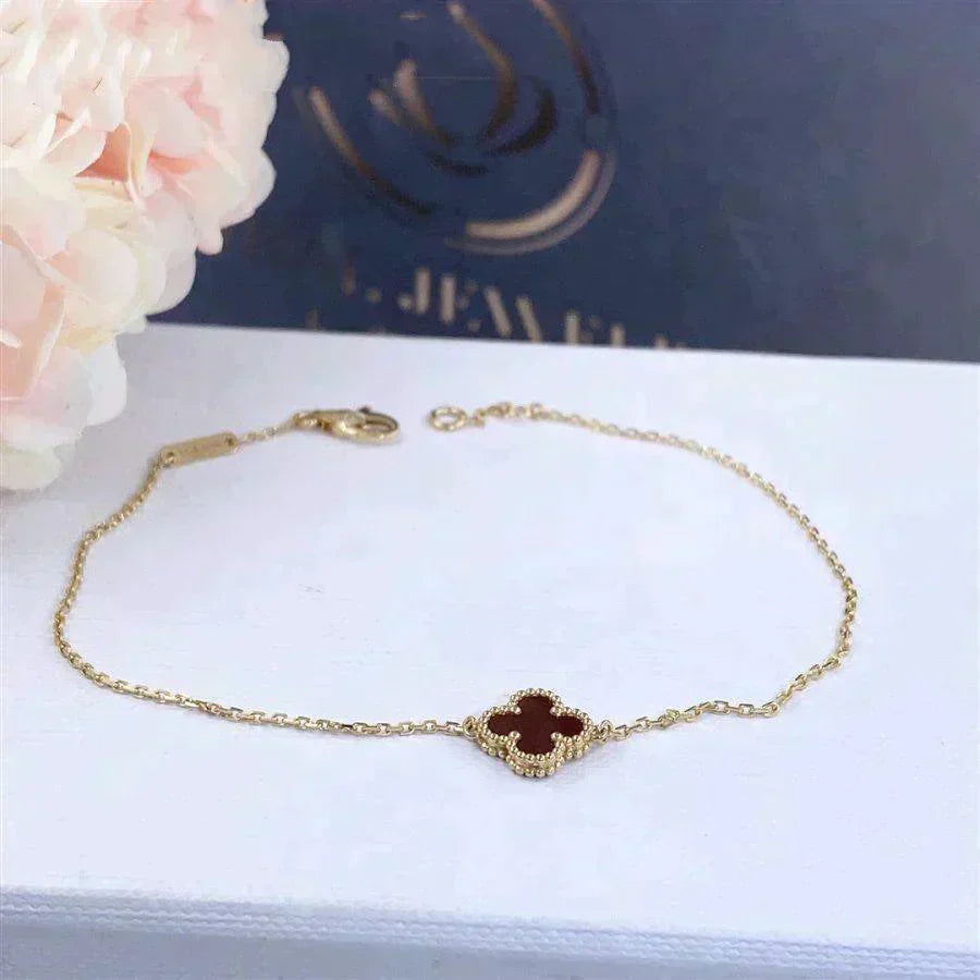 [Rani Jewelry]CLOVER  CARNELIAN SINGLE FLOWER BRACELET