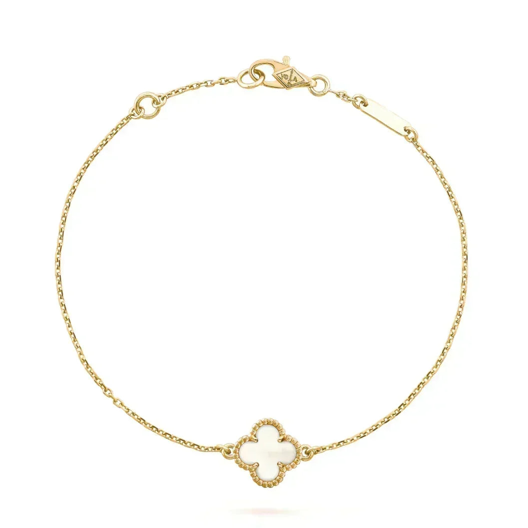 [Rani Jewelry] Clover White Mother-of-Pearl & JUSTE Bracelet Stack Set