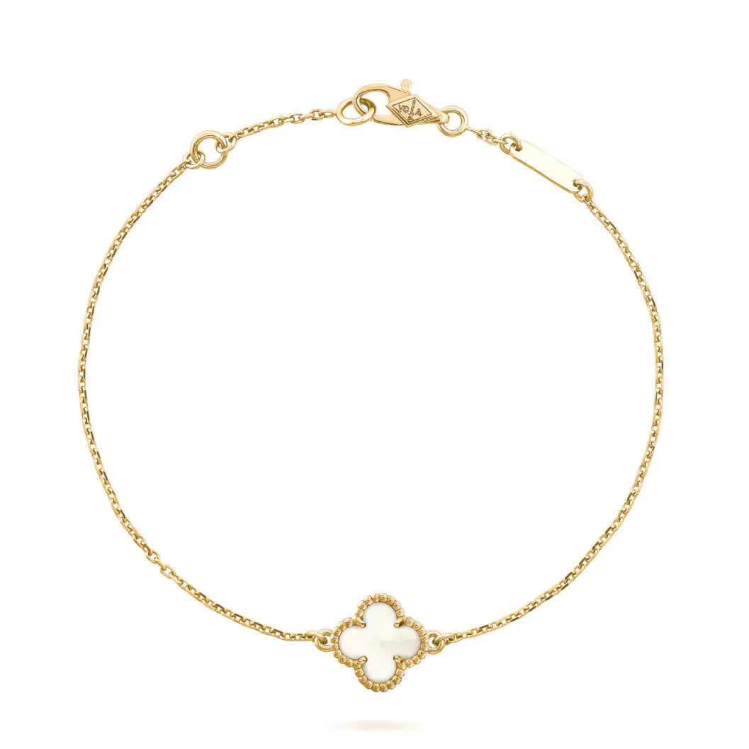 [Rani Jewelry]CLOVER WHITE MOP SINGLE FLOWER BRACELET