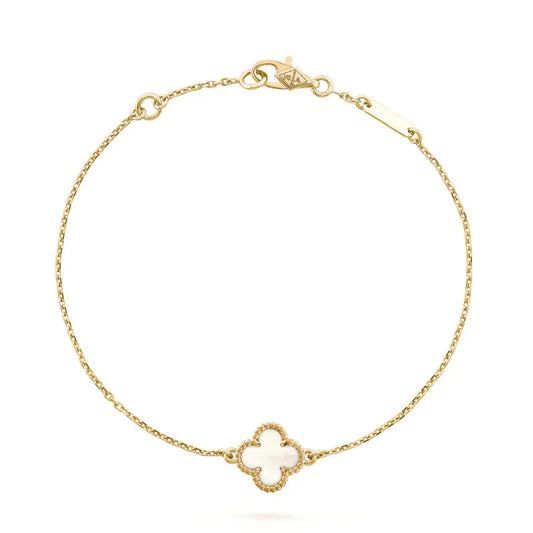 [Rani Jewelry]CLOVER WHITE MOP SINGLE FLOWER BRACELET