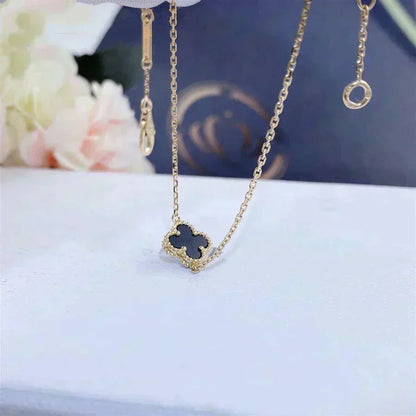 [Rani Jewelry]CLOVER ONYX SINGLE FLOWER BRACELET