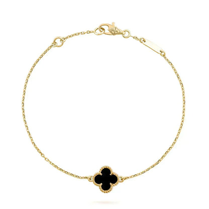 [Rani Jewelry]CLOVER ONYX SINGLE FLOWER BRACELET
