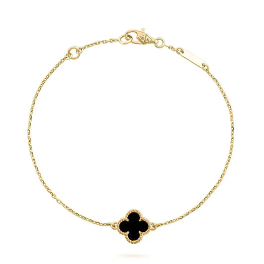 [Rani Jewelry]CLOVER ONYX SINGLE FLOWER BRACELET
