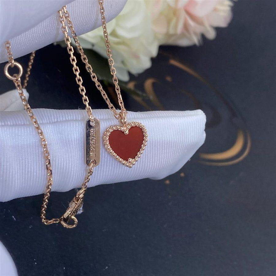 [Rani Jewelry]SWEET CLOVER CARNELIAN HEART NECKLACE