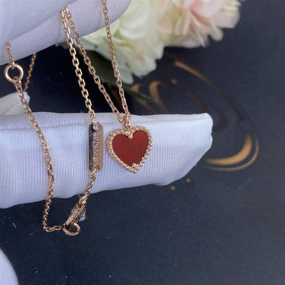 [Rani Jewelry]SWEET CLOVER CARNELIAN HEART NECKLACE
