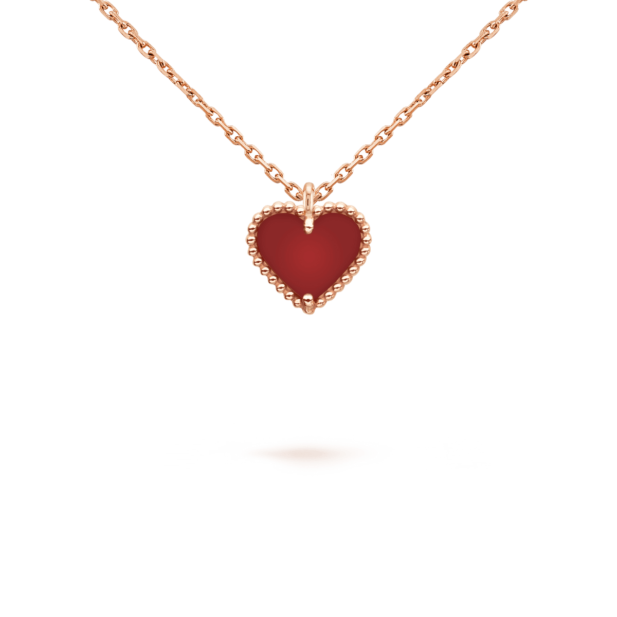 [Rani Jewelry]SWEET CLOVER CARNELIAN HEART NECKLACE