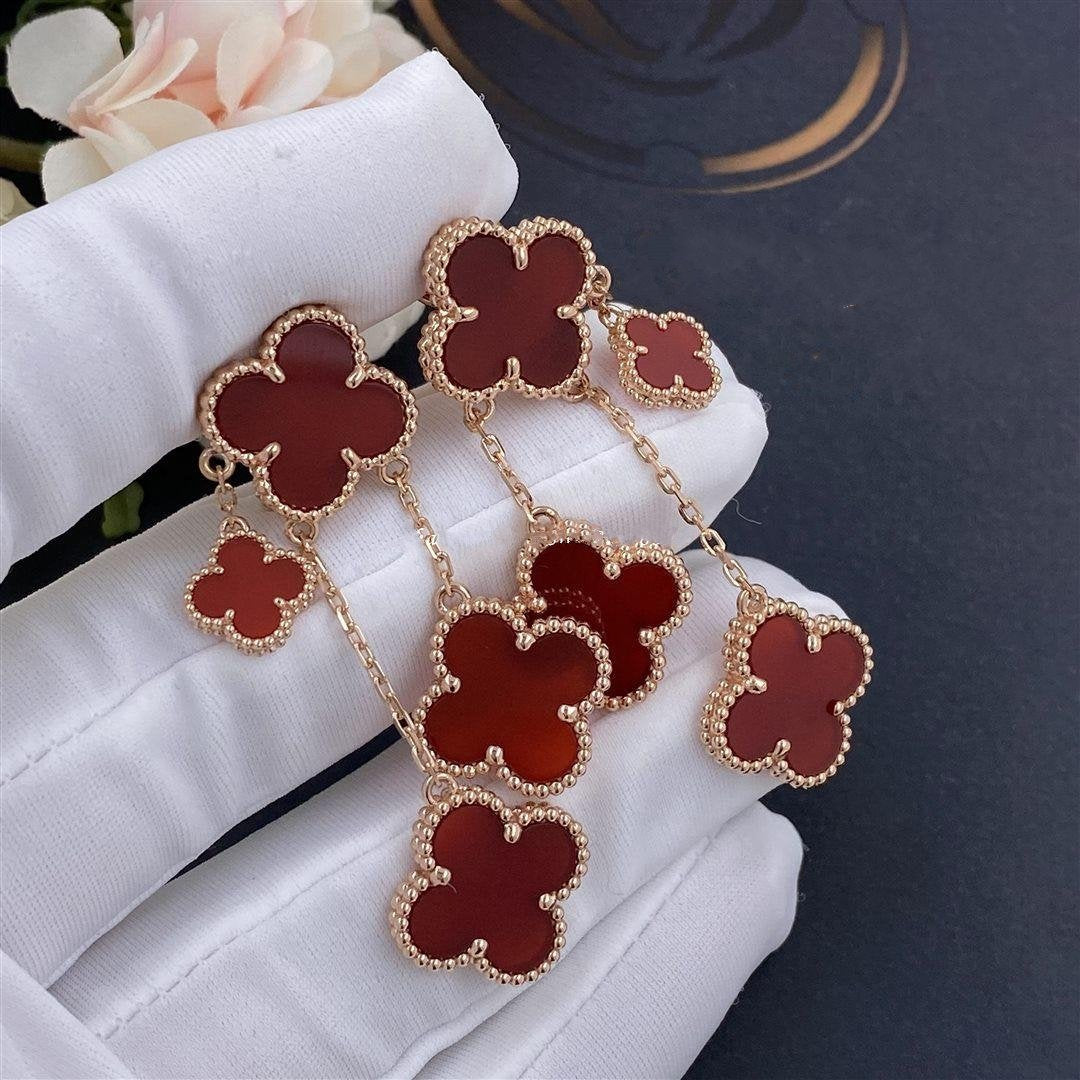 [Rani Jewelry]CLOVER EARRINGS CARNELIAN 4 MOTIFS PINK GOLD