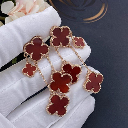 [Rani Jewelry]CLOVER EARRINGS CARNELIAN 4 MOTIFS PINK GOLD