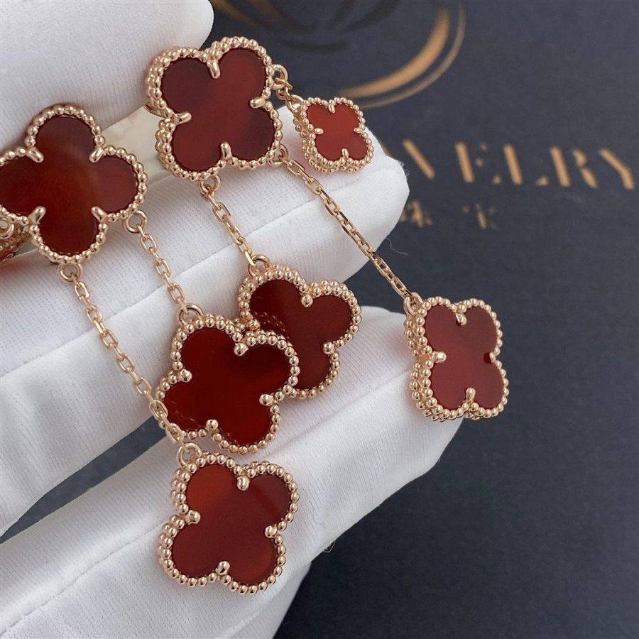 [Rani Jewelry]CLOVER EARRINGS CARNELIAN 4 MOTIFS PINK GOLD