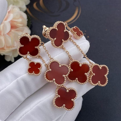 [Rani Jewelry]CLOVER EARRINGS CARNELIAN 4 MOTIFS PINK GOLD