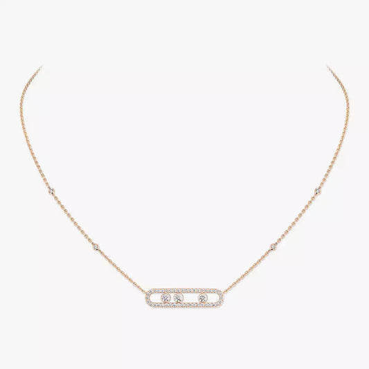 [Rani Jewelry] Move Pave_ Rose Gold Diamond Necklace