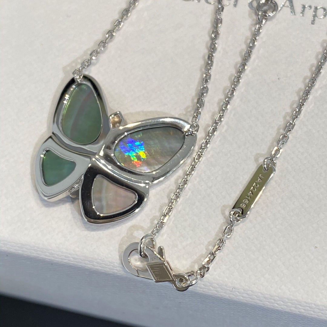 [Rani Jewelry]LARGE BUTTERFLY SILVER PENDANT DIAMOND NECKLACE