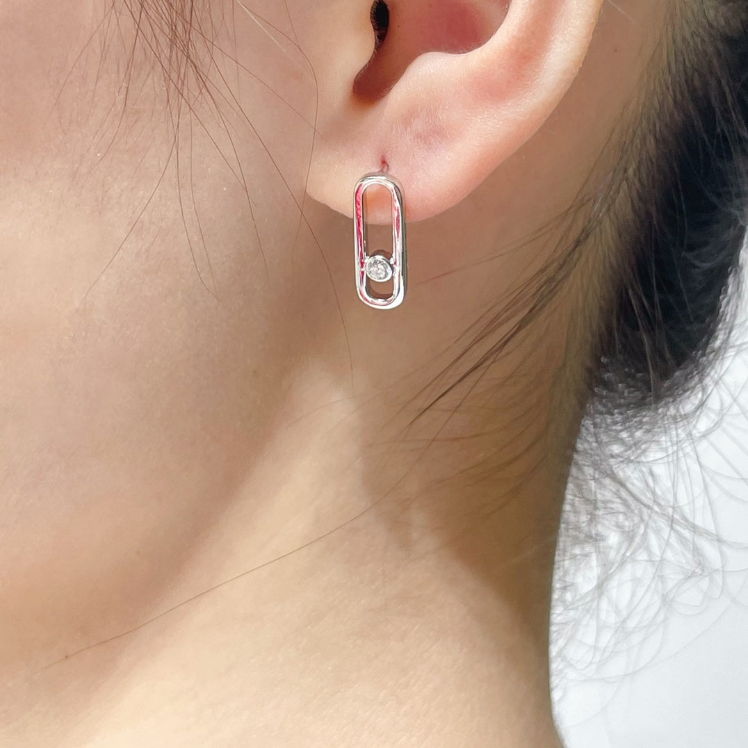 [Rani Jewelry]MOVE UNO SMALL 1 DIAMOND EARRINGS