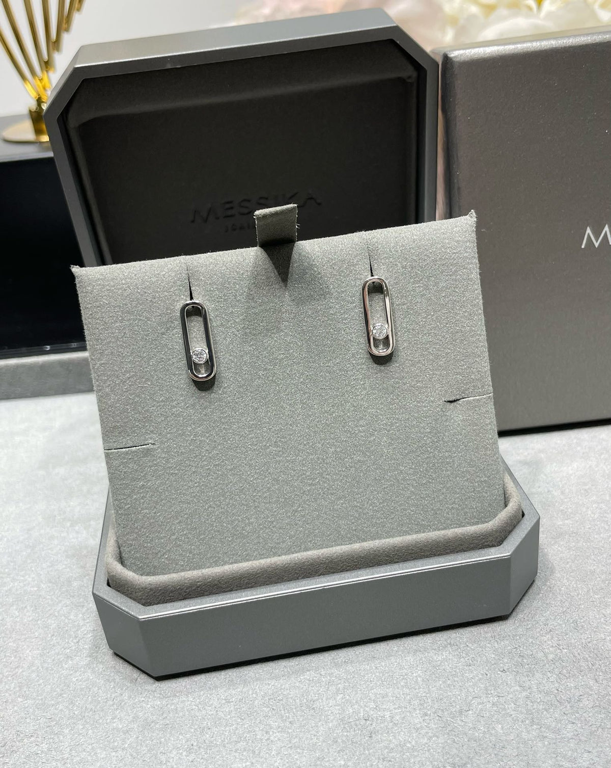 [Rani Jewelry]MOVE UNO SMALL 1 DIAMOND EARRINGS
