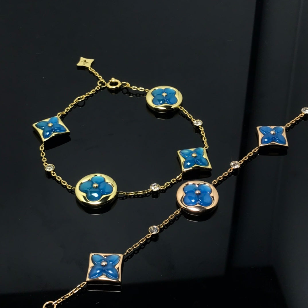[Rani Jewelry]STAR AND SUN 4 MOTIF BLUE BRACELET