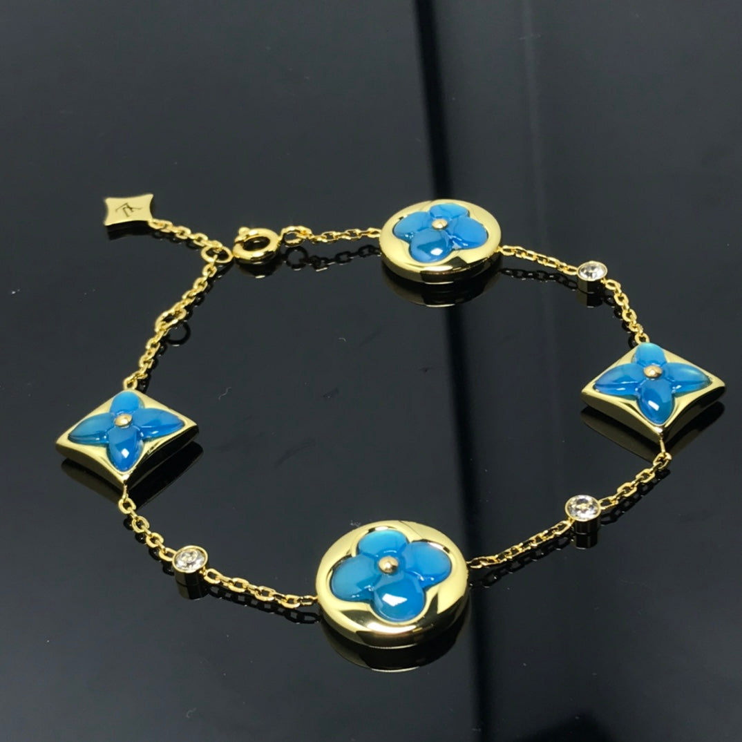 [Rani Jewelry]STAR AND SUN 4 MOTIF BLUE BRACELET