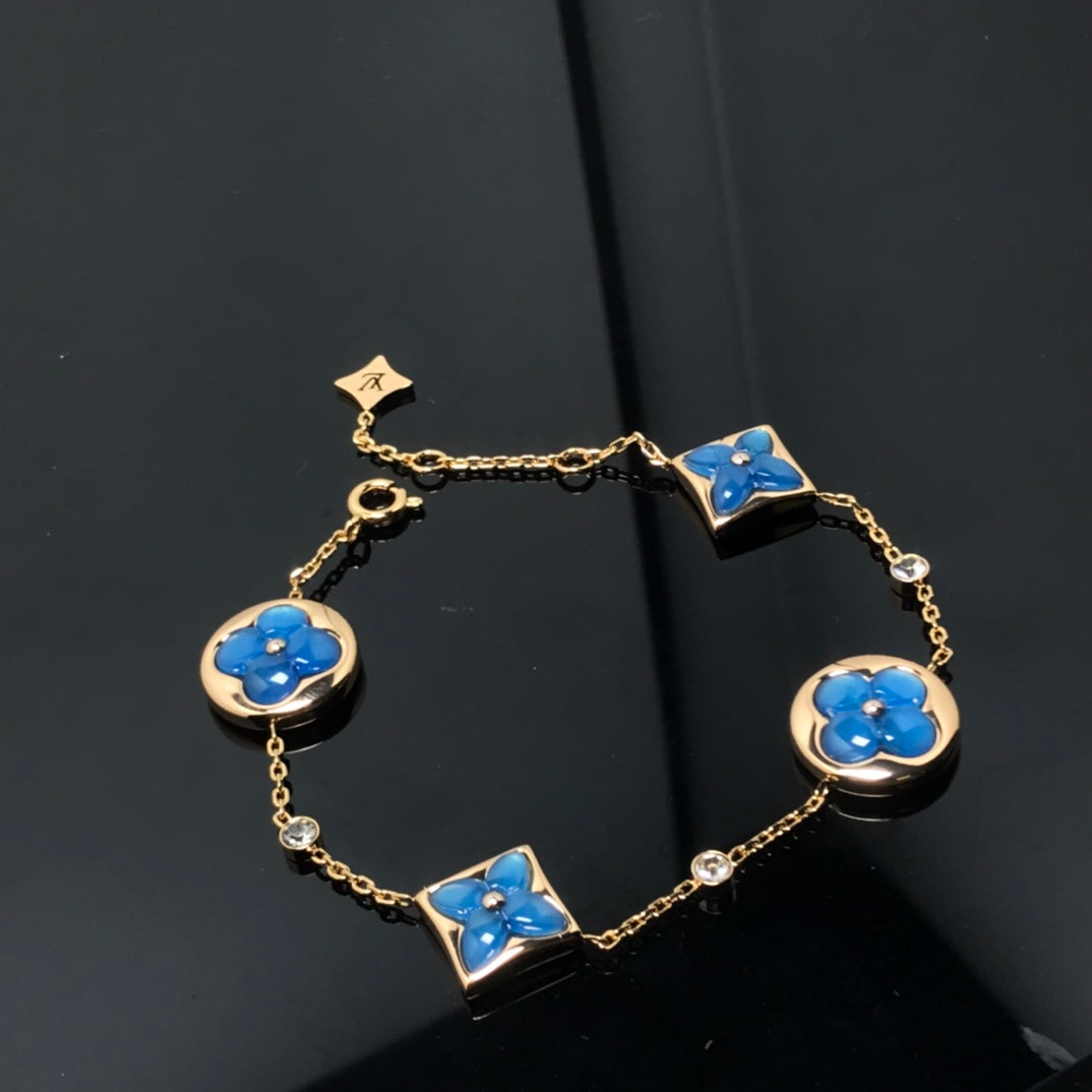 [Rani Jewelry]STAR AND SUN 4 MOTIF BLUE BRACELET