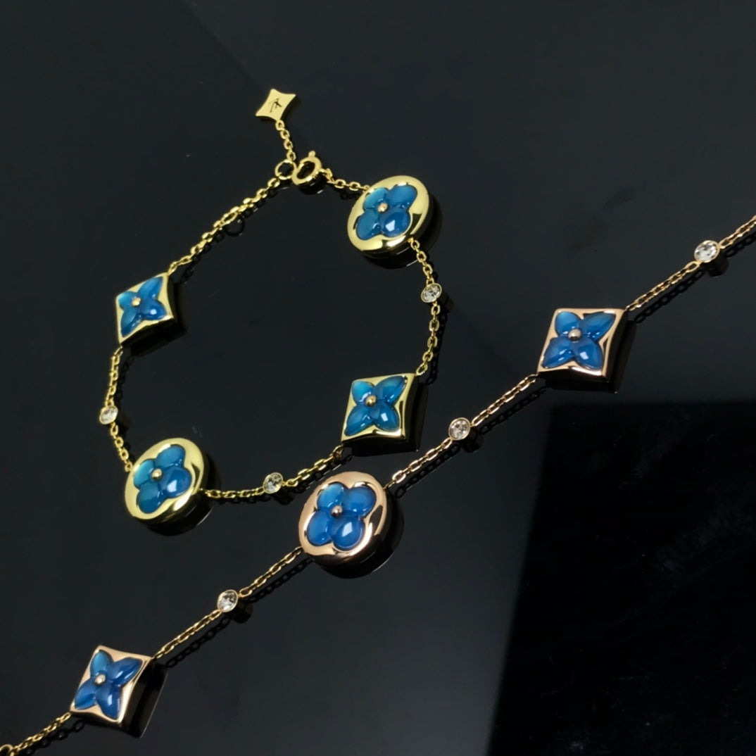 [Rani Jewelry]STAR AND SUN 4 MOTIF BLUE BRACELET