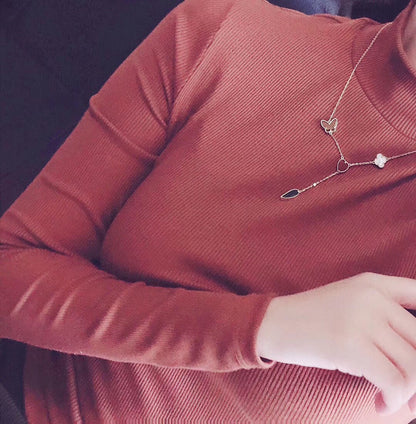 [Rani Jewelry]LUCKY SPRING 4 MOTIFS ROSE GOLD NECKLACE