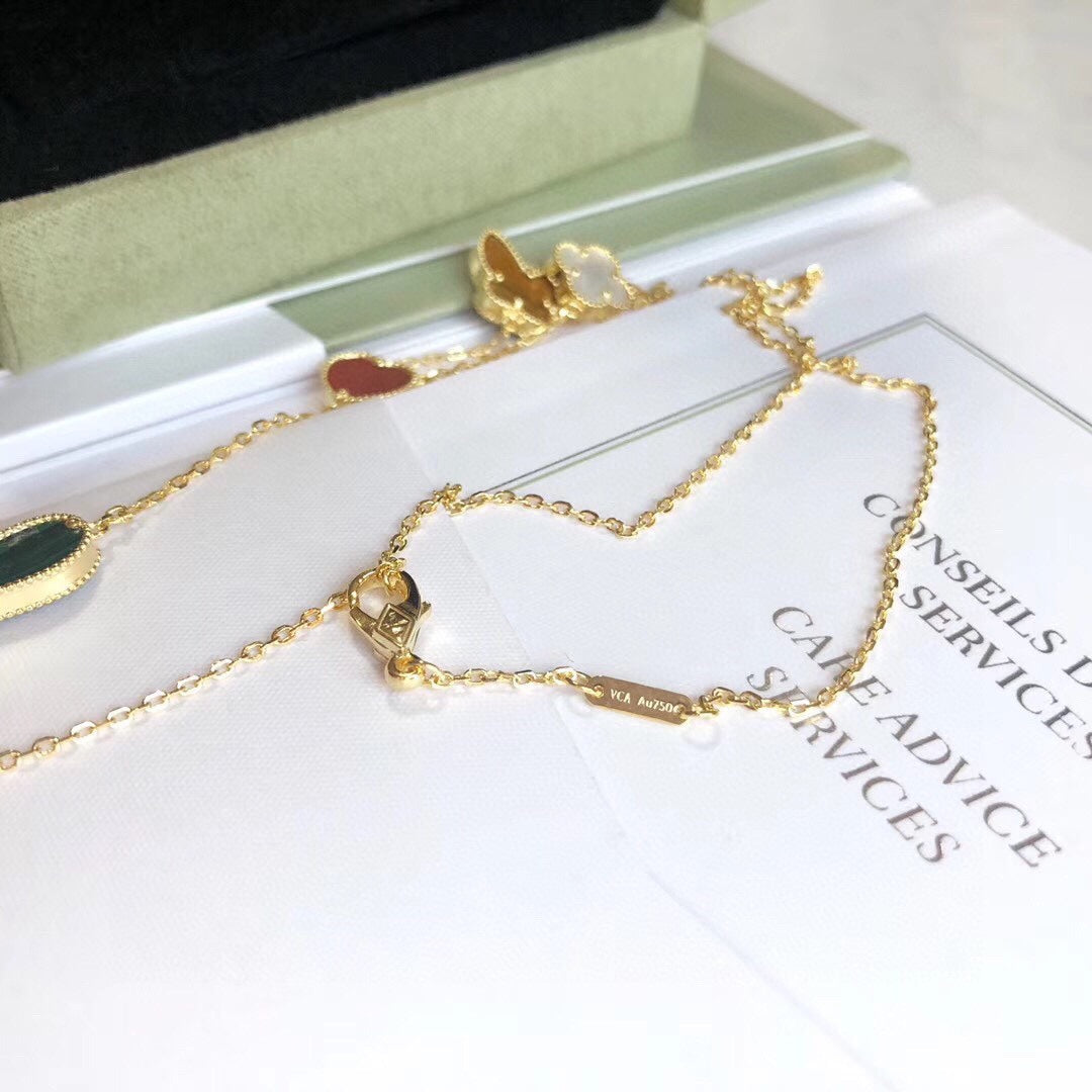 [Rani Jewelry]LUCKY SPRING 4 MOTIFS ROSE GOLD NECKLACE