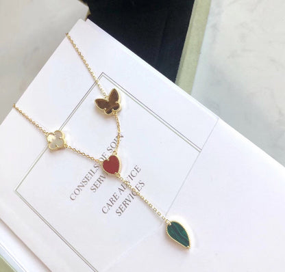 [Rani Jewelry]LUCKY SPRING 4 MOTIFS ROSE GOLD NECKLACE