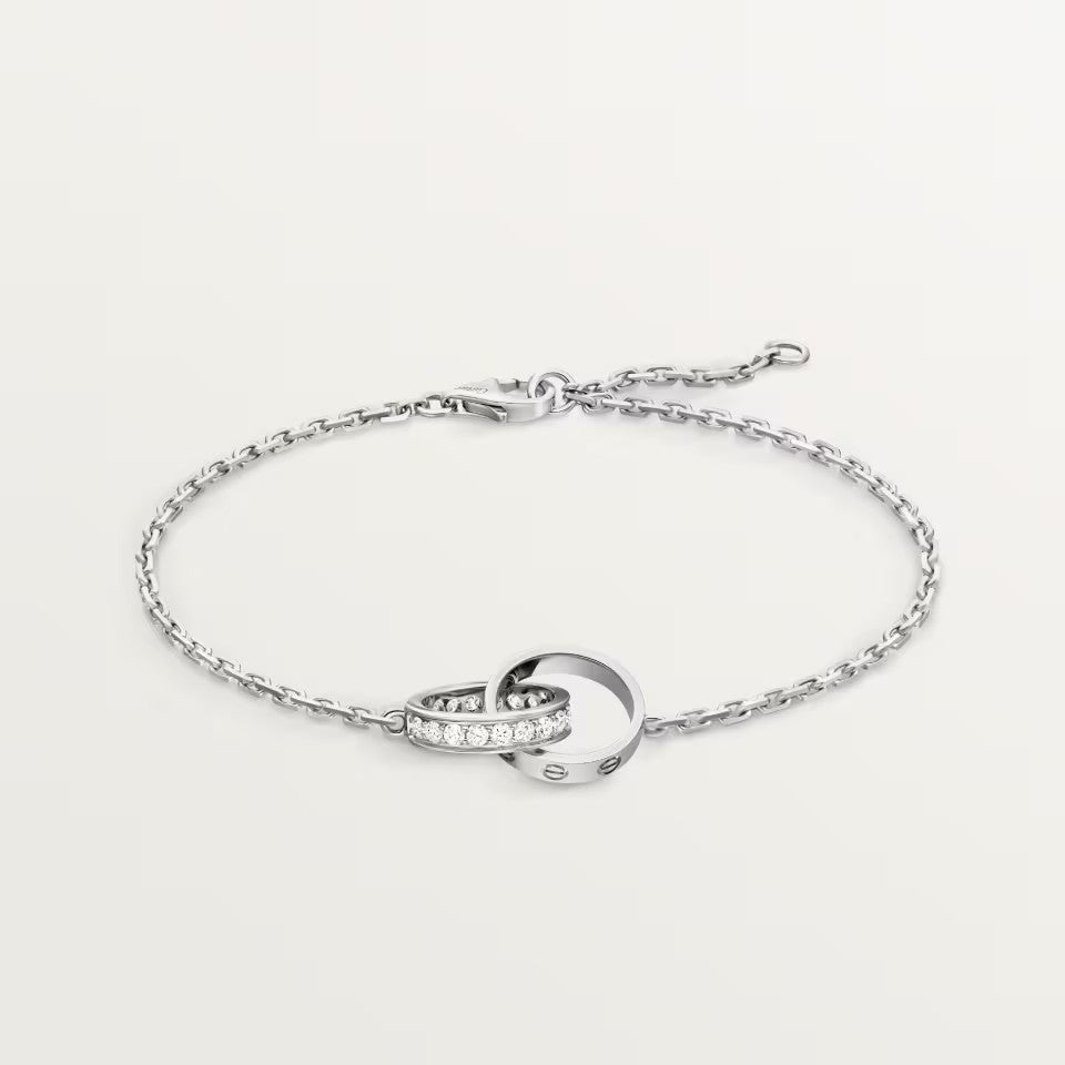 [Rani Jewelry] LOVE DOUBLE RING HALF DIAMOND BRACELET