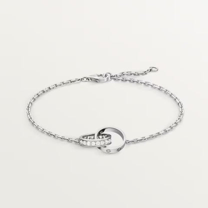 [Rani Jewelry] LOVE DOUBLE RING HALF DIAMOND BRACELET