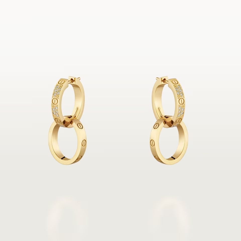 [Rani Jewelry] LOVE 3.3MM DANGLE HALF DIAMOND EARRINGS
