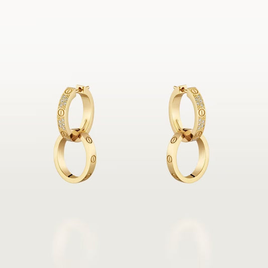 [Rani Jewelry] LOVE 3.3MM DANGLE HALF DIAMOND EARRINGS