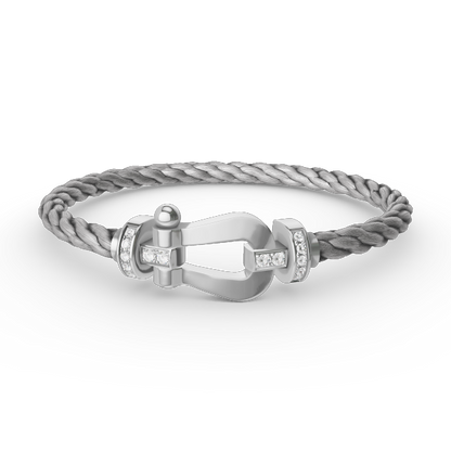 [Rani Jewelry]FORCE LARGE HORSESHOE HALF DIAMOND BRACELET SILVER