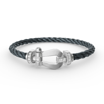 [Rani Jewelry]FORCE LARGE HORSESHOE HALF DIAMOND BRACELET SILVER