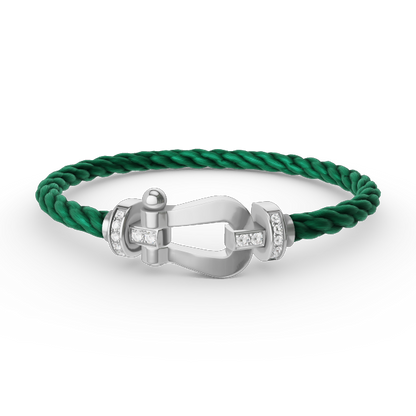 [Rani Jewelry]FORCE LARGE HORSESHOE HALF DIAMOND BRACELET SILVER
